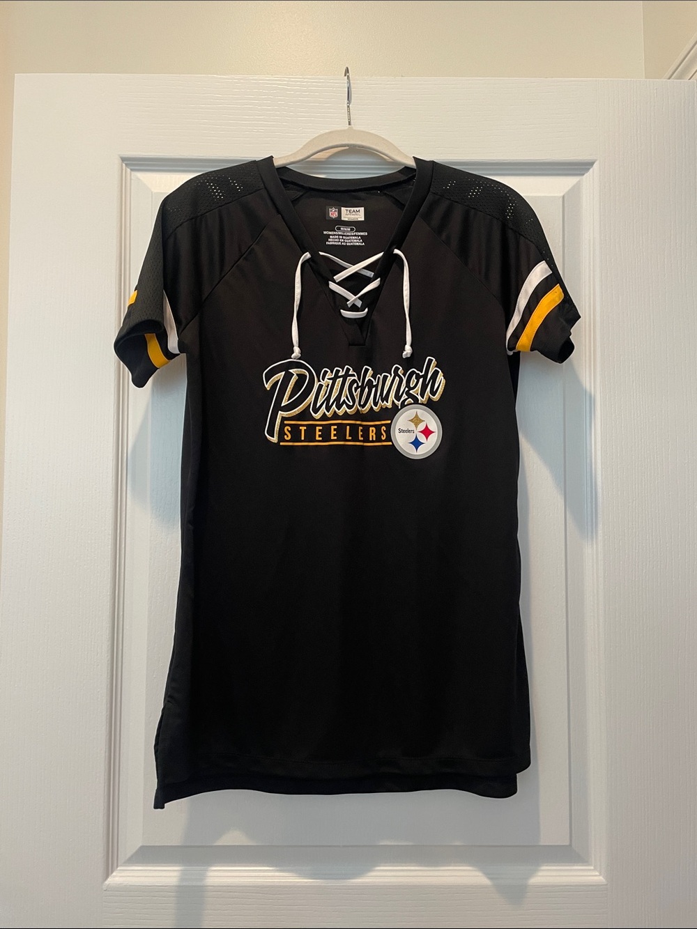 Pittsburgh Steelers Lace-Up Fan Jersey Tee - Black‎ & Gold